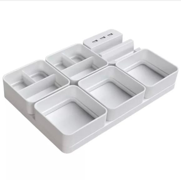 Simply Essential 7.1-Inch x 10.8-Inch USB Charging Desk Organizer in  White - Picture 4 of 7